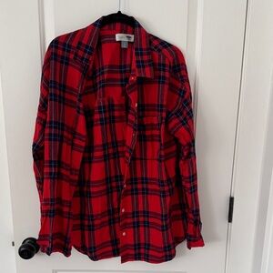 Old Navy Red and Black Plaid Women's Button Down Shirt
